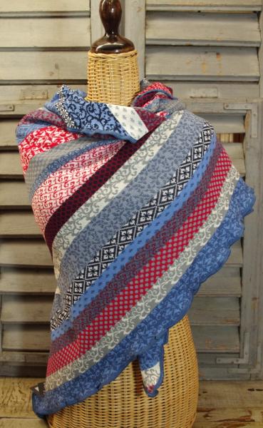 Invero Dreiecktuch Grace Ahoi, maritime Farben, Biobaumwolle